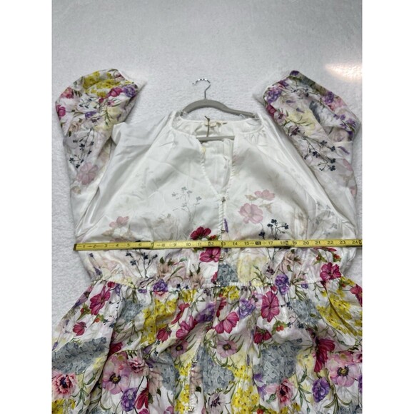 Anthropologie Let Me Be Midi Dress Long Sleeve V Neck Ivory Floral Preppy 3X NWT - Picture 6 of 15